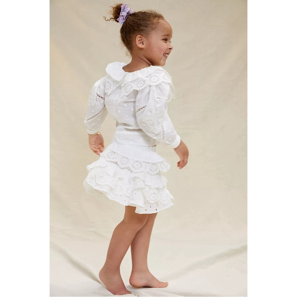 Anthropologie Lacy Ruffled Kids Blouse White NWT Size 5/6 - Picture 3 of 16